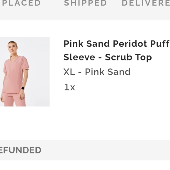 Figs Peridot Puff Sleeve Sleeve Scrub Top In Pink Sand - Picture 2 of 6